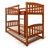 Picture of Miki High Solid Hardwood Single Bunk Bed with Trundle –Antique Oak