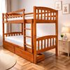 Picture of Miki Higher Solid Hardwood Single Bunk Bed with Drawers & 2 Pocket Spring Mattresses – Antique Oak