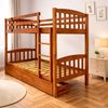 Picture of Miki Higher Solid Hardwood Single Bunk Bed with Drawers & 2 Pocket Spring Mattresses – Antique Oak