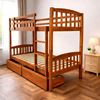 Picture of Miki Higher Solid Hardwood Single Bunk Bed with Drawers & 2 Pocket Spring Mattresses – Antique Oak