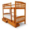 Picture of Miki High Solid Hardwood Single Bunk Bed with Storage Drawers – Antique Oak – Includes Mattresses