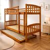 Picture of Miki Higher Solid Hardwood Single Bunk Bed with Trundle & 3 Pocket Spring Mattresses – Antique Oak