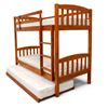Picture of Miki Higher Solid Hardwood Single Bunk Bed with Trundle & 3 Pocket Spring Mattresses – Antique Oak