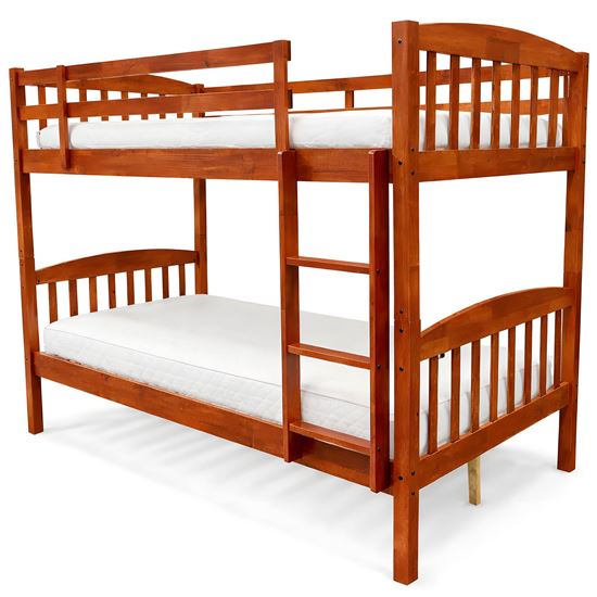 Picture of Miki Solid Hardwood King Single Bunk Bed – Antique Oak – Includes Mattresses