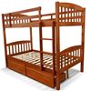 Picture of Miki Solid Hardwood King Single Bunk Bed with Storage Drawers – Antique Oak – Includes Mattresses