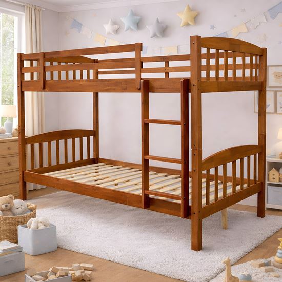 Picture of Miki Solid Hardwood King Single Bunk Bed – Antique Oak
