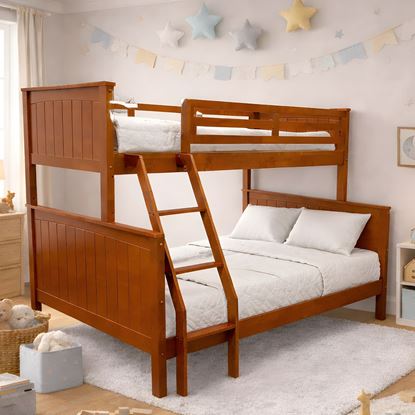 Picture of Emily Solid Hardwood Single over Double Bunk Bed - Antique Oak Built to Higher Standards- Includes Mattresses
