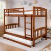 Picture of Miki2 Solid Hardwood King Single Bunk Bed with Trundle –Antique Oak
