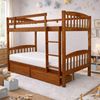 Picture of Miki Solid Hardwood King Single Bunk Bed with Storage Drawers – Antique Oak – Includes Mattresses