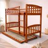 Picture of Miki2 Solid Hardwood King Single Bunk Bed with Trundle – Antique Oak – Includes Mattresses