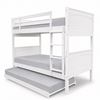Picture of Emilia Solid Hardwood King Single Bunk Bed with Pull-Out Trundle – White – Includes Mattresses