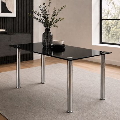 Picture of Melody Black Tempered Glass Dining Table 1300x800mm – 10mm Glass, 4 Seats