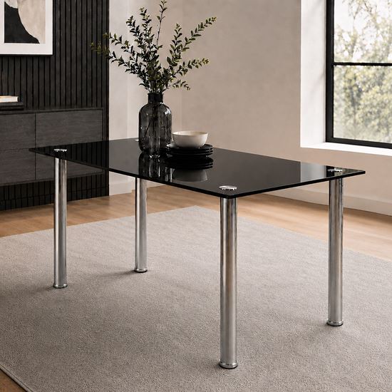 Picture of Melody Black Tempered Glass Dining Table 1500x900mm – 10mm Glass, 4-6 Seats