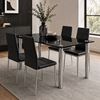 Picture of Melody / Mila 4-Seater Dining Set, 1300mm 10mm Black Glass Table / Black PU Leather Chairs