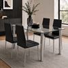 Picture of Melody / Mila 4-Seater Dining Set, 1500mm 10mm Clear Glass Table / Black PU Leather Chairs