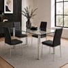 Picture of Melody / Mila 4-Seater Dining Set, 1500mm 10mm Clear Glass Table / Black PU Leather Chairs