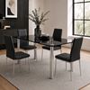 Picture of Melody / Mila 4-Seater Dining Set, 1500mm 10mm Black Glass Table / Black PU Leather Chairs