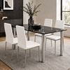 Picture of Melody / Mila 4-Seater Dining Set, 1300mm 10mm Black Glass Table / White PU Leather Chairs