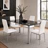 Picture of Melody / Mila 4-Seater Dining Set, 1300mm 10mm Black Glass Table / White PU Leather Chairs