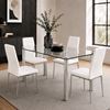 Picture of Melody / Mila 4-Seater Dining Set, 1500mm 10mm Clear Glass Table / White PU Leather Chairs