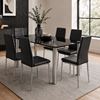 Picture of Melody / Mila 6-Seater Dining Set – 1300mm 10mm Black Tempered Glass Table, Black PU Chairs, Chrome Legs