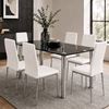 Picture of Melody / Mila 6-Seater Dining Set – 1300mm 10mm Black Tempered Glass Table, White PU Chairs, Chrome Legs