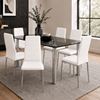 Picture of Melody / Mila 6-Seater Dining Set – 1500mm 10mm Black Tempered Glass Table, White PU Chairs, Chrome Legs
