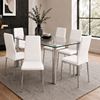 Picture of Melody / Mila 6-Seater Dining Set – 1500mm 10mm Clear Tempered Glass Table, White PU Chairs, Chrome Legs