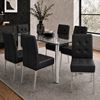 Picture of Melody / Nobel 6-Seater Dining Set – 1500mm 10mm Clear Tempered Glass Table, Black PU Leather Chairs, Chrome Legs