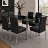 Picture of Melody / Nobel 6-Seater Dining Set – 1500mm 10mm Black Tempered Glass Table, Black PU Leather Chairs, Chrome Legs