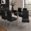 Picture of Melody / Nobel 6-Seater Dining Set – 1500mm 10mm Black Tempered Glass Table, Black PU Leather Chairs, Chrome Legs