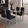 Picture of Melody / Nobel 4-Seater Dining Set – 1500mm 10mm Clear Tempered Glass Table, Black PU Leather Chairs, Chrome Legs