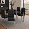 Picture of Melody / Nobel 4-Seater Dining Set – 1500mm 10mm Black Tempered Glass Table, Black PU Leather Chairs, Chrome Legs