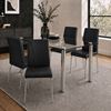 Picture of Melody / Leo 4-Seater Dining Set – 1500mm 10mm Clear Tempered Glass Table, Black PU Leather Chairs, Chrome Legs