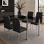 Picture of Melody / Leo 4-Seater Dining Set – 1300mm 10mm Black Tempered Glass Table, Black PU Leather Chairs, Chrome Legs