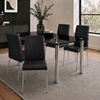 Picture of Melody / Leo 4-Seater Dining Set – 1300mm 10mm Black Tempered Glass Table, Black PU Leather Chairs, Chrome Legs