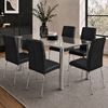 Picture of Melody / Leo 6-Seater Dining Set – 1500mm 10mm Clear Tempered Glass Table, Black PU Leather Chairs, Chrome Legs