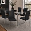 Picture of Melody / Leo 6-Seater Dining Set – 1500mm 10mm Clear Tempered Glass Table, Black PU Leather Chairs, Chrome Legs