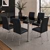 Picture of Melody / Leo 6-Seater Dining Set – 1500mm 10mm Black Tempered Glass Table, Black PU Leather Chairs, Chrome Legs