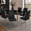 Picture of Melody / Leo 6-Seater Dining Set – 1500mm 10mm Black Tempered Glass Table, Black PU Leather Chairs, Chrome Legs