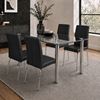 Picture of Melody / Leo 4-Seater Dining Set – 1500mm 10mm Clear Tempered Glass Table, Black PU Leather Chairs, Chrome Legs