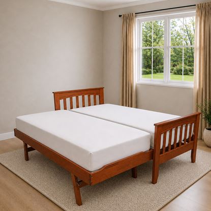 Picture of Cooper Solid Hardwood Single Bed with Pop-Up Trundle & 2 Pocket Spring Mattresses – Antique Oak