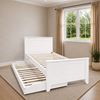 Picture of Emilia Solid Hardwood Single Bed with Pop-Up Trundle – White