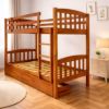 Picture of Miki High Solid Hardwood Single Bunk Bed with Storage Drawers – Antique Oak