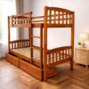 Picture of Miki High Solid Hardwood Single Bunk Bed with Storage Drawers – Antique Oak