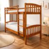 Picture of Miki High Solid Hardwood Single Bunk Bed with Storage Drawers – Antique Oak