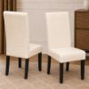 Picture of Zoe Ivory PU Leather Dining Chair with Dark Wooden Legs – Brand New Clearance Stock