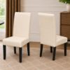 Picture of Zoe Ivory PU Leather Dining Chair with Dark Wooden Legs – Brand New Clearance Stock