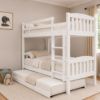Picture of Miki Higher Solid Hardwood Single Bunk Bed with Trundle – White