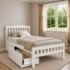Picture of Miki Solid Hardwood Single Bed with Pocket Spring Mattress White